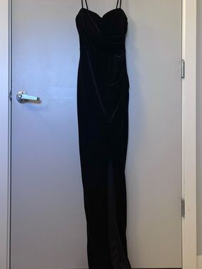 Windsor Black Velvet Sparkle Spaghetti-Strap Maxi Dress